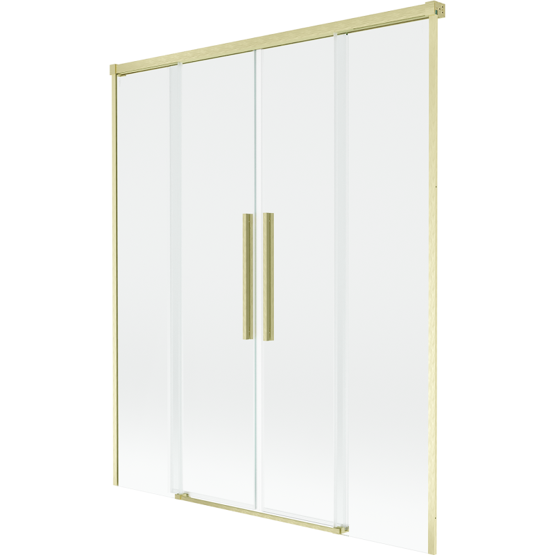 Mexen Rox vaňový paraván 2-krídlový zasúvací 150 x 150 cm, transparentný, zlatý brúsený - 8C9-150-002-55-00