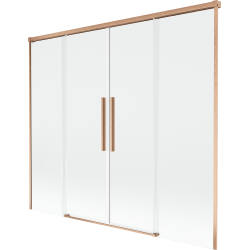 Mexen Rox dvojdielna vaňová zástena posuvná 180 x 150 cm, transparentná, brúsená meď - 8C9-180-002-65-00