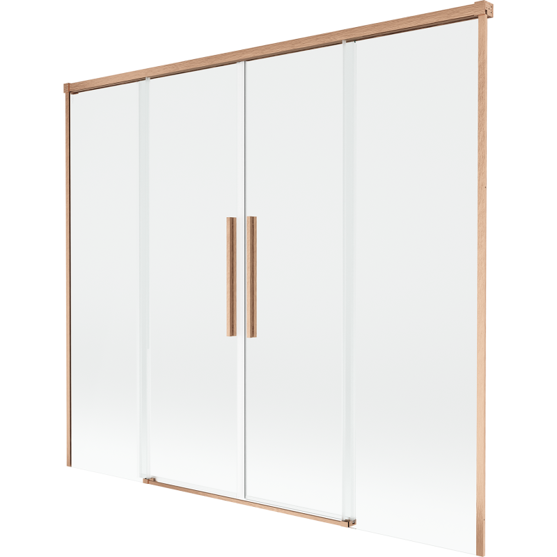 Mexen Rox dvojdielna vaňová zástena posuvná 180 x 150 cm, transparentná, brúsená meď - 8C9-180-002-65-00