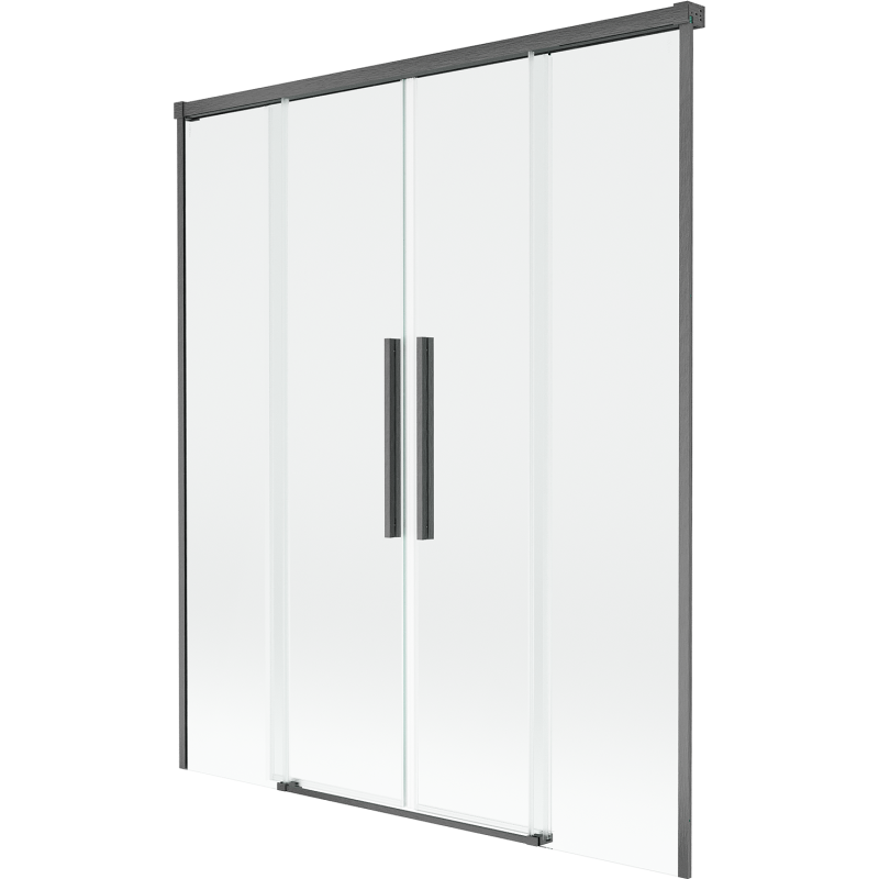 Mexen Rox sprchový záves s 2-dverovým posuvným systémom 140 x 150 cm, transparentný, gun gray kartáčovaný - 8C9-140-002-66-00