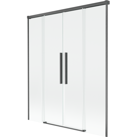 Mexen Rox sprchový záves s 2-dverovým posuvným systémom 140 x 150 cm, transparentný, gun gray kartáčovaný - 8C9-140-002-66-00