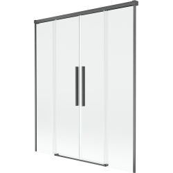 Mexen Rox paravan na vaňu, 2-krídlový posuvný 150 x 150 cm, priehľadný, brúsená zbraň vo farbe sivá - 8C9-150-002-66-00