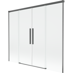 Mexen Rox sprchový záves 2-krídlový posuvný 170 x 150 cm, priehľadný, gun gray brúsený - 8C9-170-002-66-00