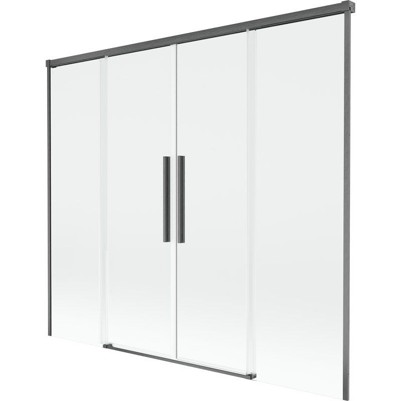 Mexen Rox sprchový záves 2-krídlový posuvný 170 x 150 cm, priehľadný, gun gray brúsený - 8C9-170-002-66-00