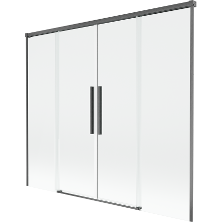 Mexen Rox sprchový záves 2-krídlový posuvný 170 x 150 cm, priehľadný, gun gray brúsený - 8C9-170-002-66-00