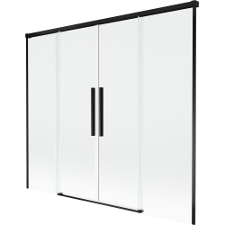 Mexen Rox sprchová zástena na vaňu 2-krídlová posuvná 180 x 150 cm, transparentná, čierna - 8C9-180-002-70-00