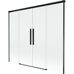 Mexen Rox 2-krídlový posuvný vaňový paraván 190 x 150 cm, transparentný, čierny - 8C9-190-002-70-00