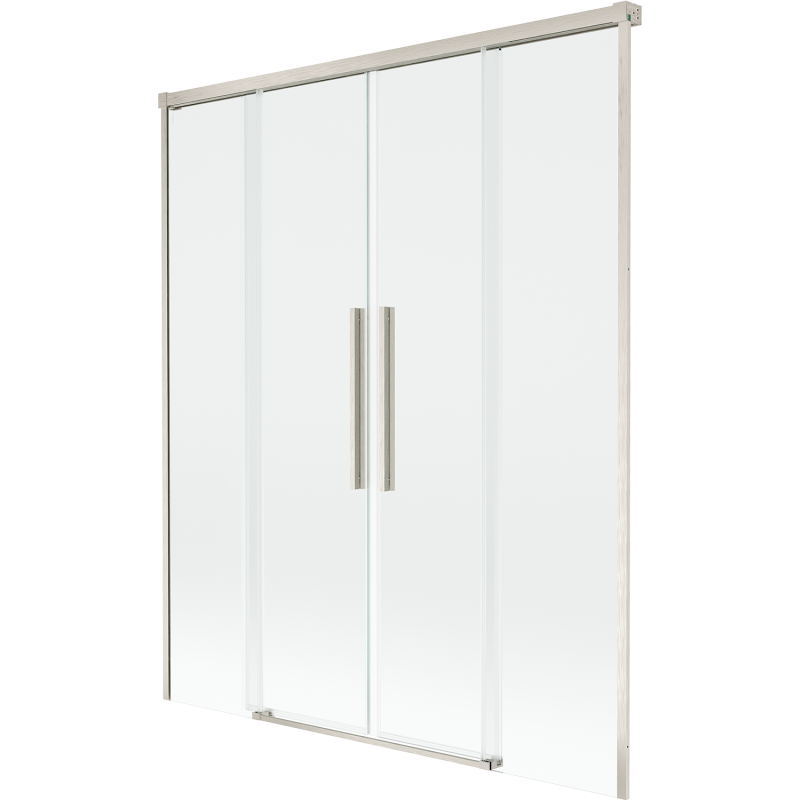 Mexen Rox sprchová stena pre vaňu 2-krídlová posuvná 140 x 150 cm, transparentná, brúsený nikel - 8C9-140-002-97-00