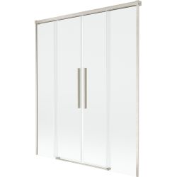 Mexen Rox sprchový paraván 2-krídlový posuvný 150 x 150 cm, transparentný, brúsený nikel - 8C9-150-002-97-00