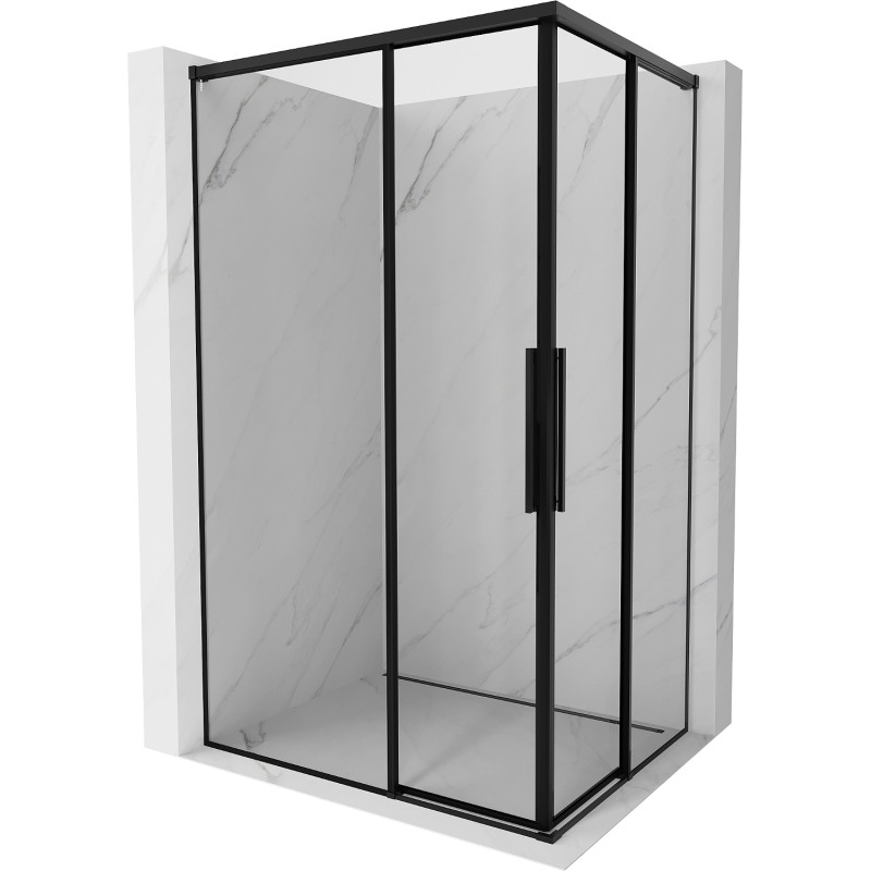 Mexen Rox Duo sprchovací kút posuvný 100 x 75 cm, čierny rám, čierny - 8C2D-100-075-70-70