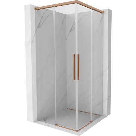 Mexen Rox Duo posuvná sprchová kabína 85 x 85 cm, transparentná, brúsená meď - 8C2D-085-085-65-00