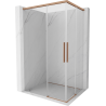 Mexen Rox Duo posuvná sprchová kabína 95 x 90 cm, priehľadná, kartáčovaná meď - 8C2D-095-090-65-00