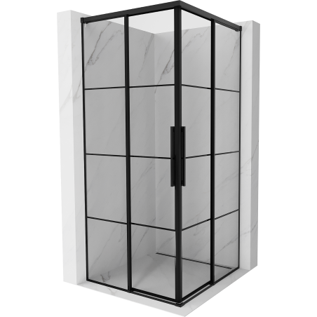 Mexen Rox Duo sprchový kút posuvný 90 x 90 cm, čierna mriežka, čierna - 8C2D-090-090-70-77