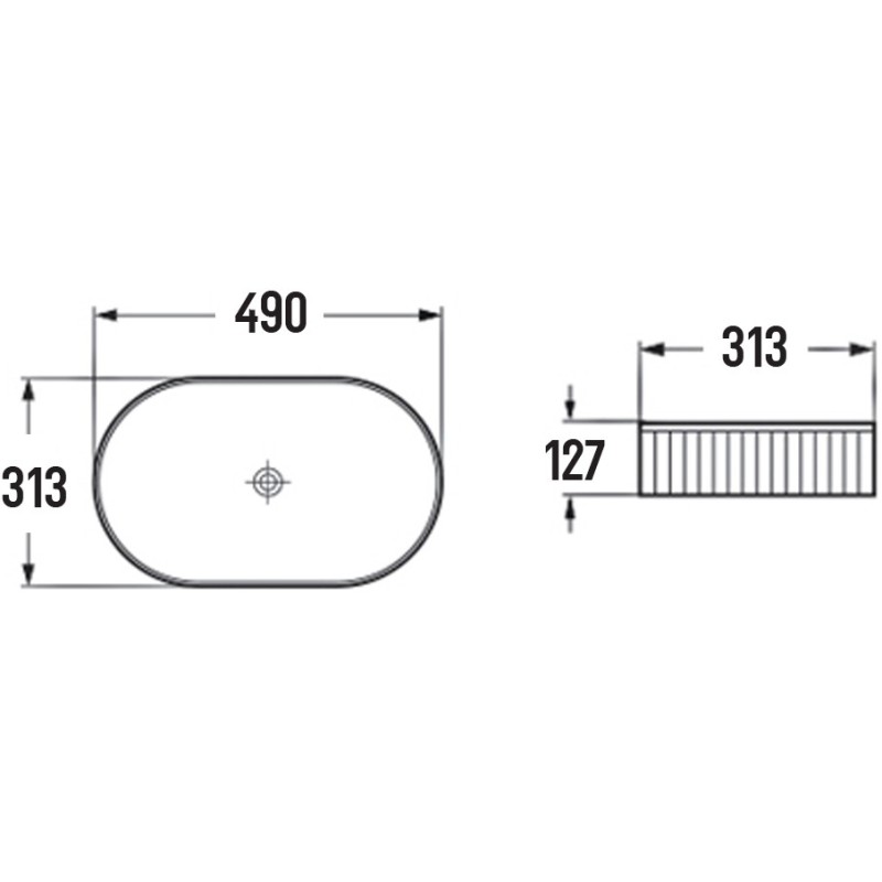 Mexen Grovo umývadlo na dosku ryhované 49 x 31 cm, biele - 22304900
