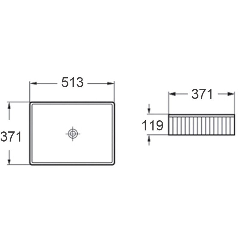 Mexen Grovo ryhované umývadlo na dosku 51 x 37 cm, biele - 22305100