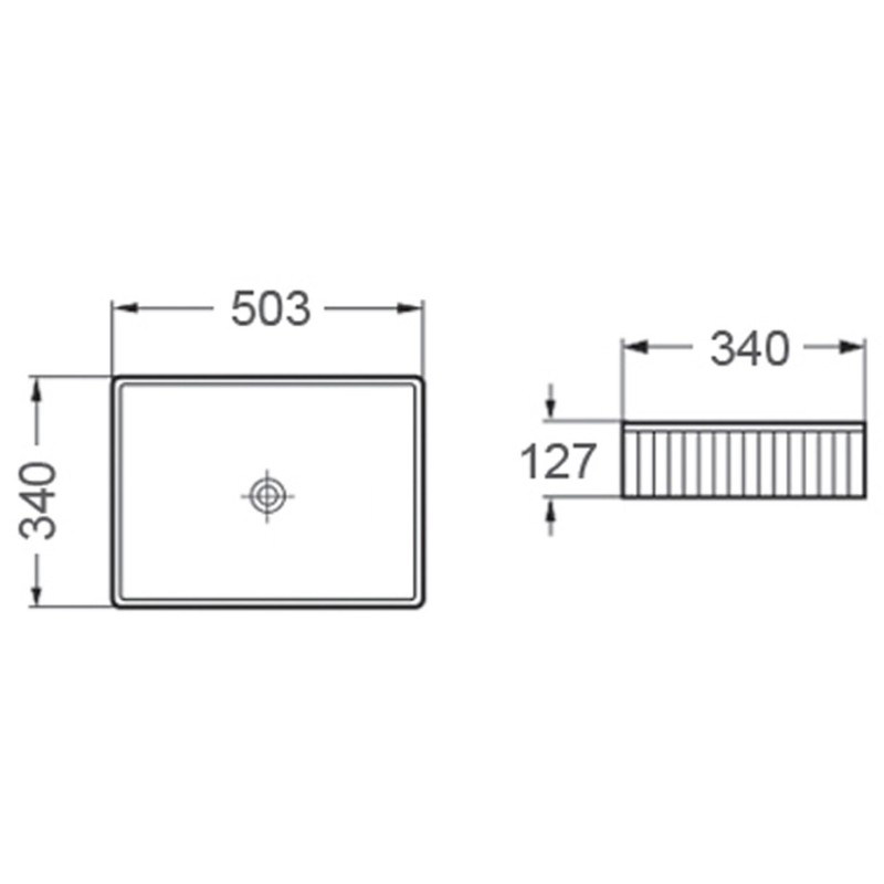 Mexen Grovo umývadlo na pult rebrované 50 x 34 cm, biele - 22305000