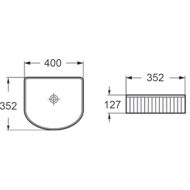 Mexen Grovo umývadlo na dosku ryhované 40 x 35 cm, čierna mat - 22304085