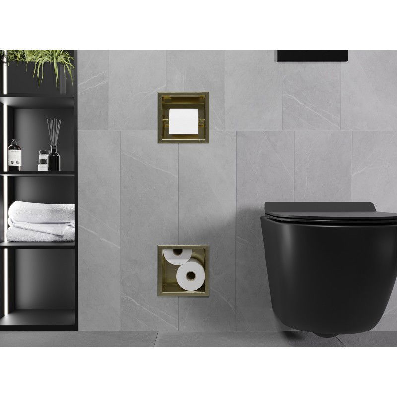 Mexen X-Wall-BP držiak na toaletný papier so zásobníkom, zlatý kartáčovaný - 1954