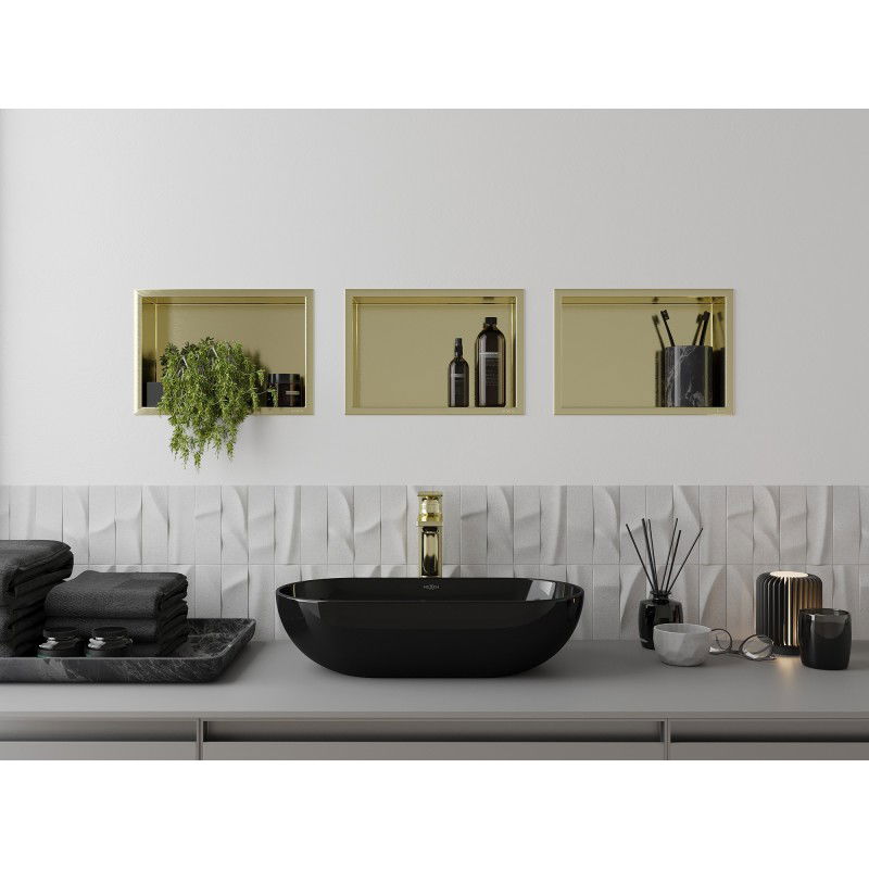 Mexen X-Wall-R nástenná polica s golierom 30 x 20 cm, zlatá kartáčovaná - 1950302010