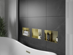 Mexen X-Wall-NR výklenková polica bez príruby 30 x 20 cm, zlatá kartáčovaná - 1951302010