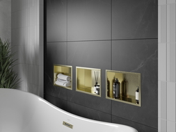 Mexen X-Wall-R nástenná polica s golierom 30 x 20 cm, zlatá kartáčovaná - 1950302010