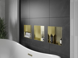 Mexen X-Wall-NR polica do výklenku bez príruby 30 x 30 cm, zlatá kartáčovaná - 1951303010