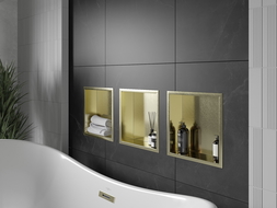 Mexen X-Wall-R nástenná polica s okrajom 30 x 30 cm, zlatá kartáčovaná - 1950303010