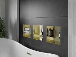 Mexen X-Wall-NR niková polica bez príruby s policou 30 x 30 cm, zlatá kartáčovaná - 1951303010S