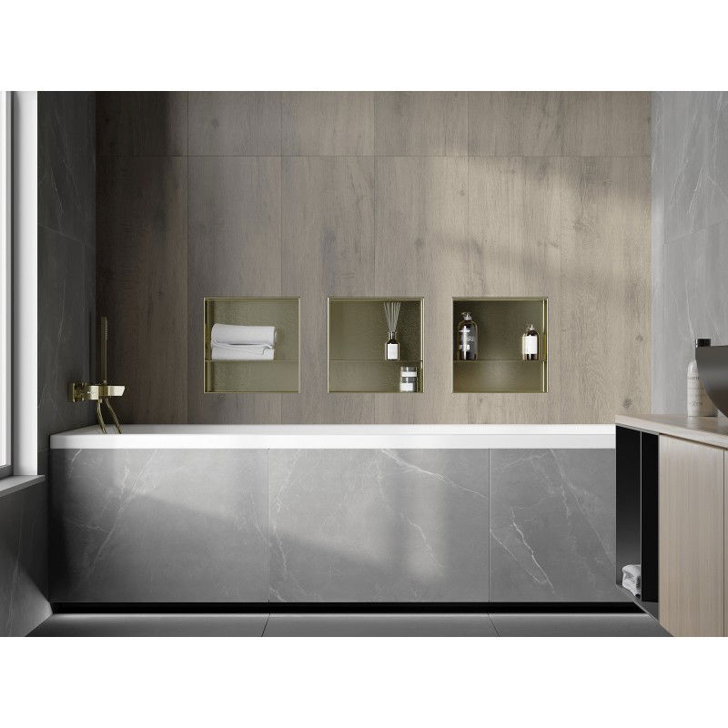 Mexen X-Wall-NR niková polica bez príruby s policou 30 x 30 cm, zlatá kartáčovaná - 1951303010S