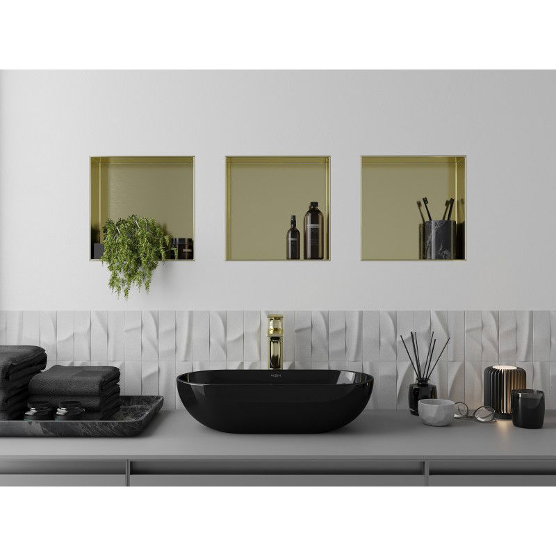 Mexen X-Wall-NR polica do výklenku bez príruby 30 x 30 cm, zlatá kartáčovaná - 1951303010