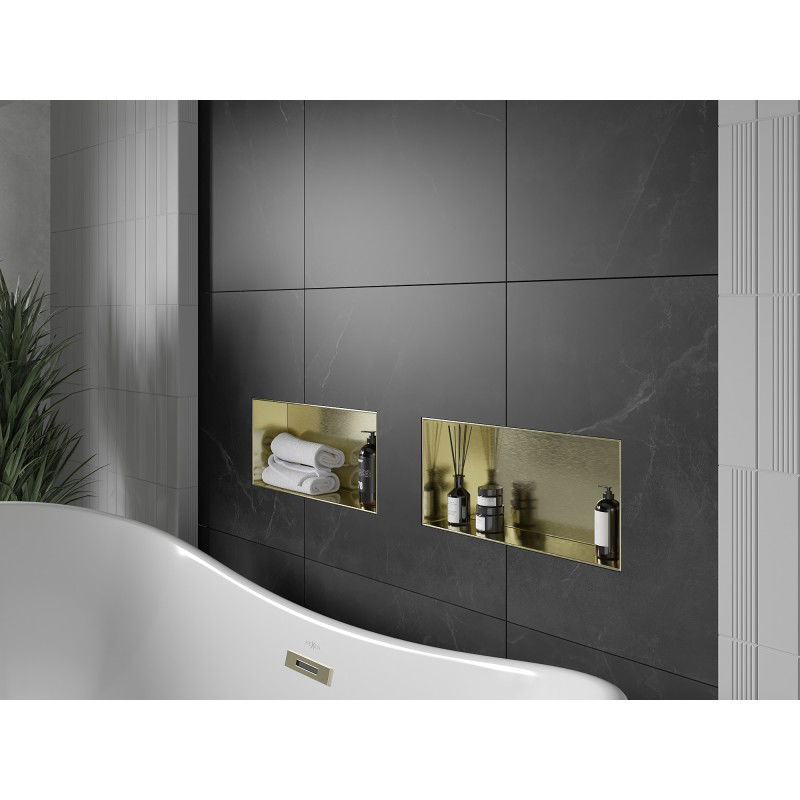 Mexen X-Wall-NR výklenková polica bez príruby 45 x 20 cm, zlatá kartáčovaná - 1951452010