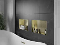 Mexen X-Wall-NR nástenná polica bez rámu 45 x 30 cm, zlatá kartáčovaná - 1951453010