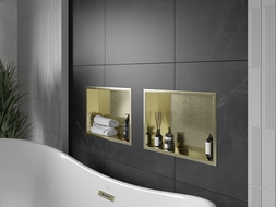 Mexen X-Wall-R nástenná polica s golierom 45 x 30 cm, zlatá kartáčovaná - 1950453010