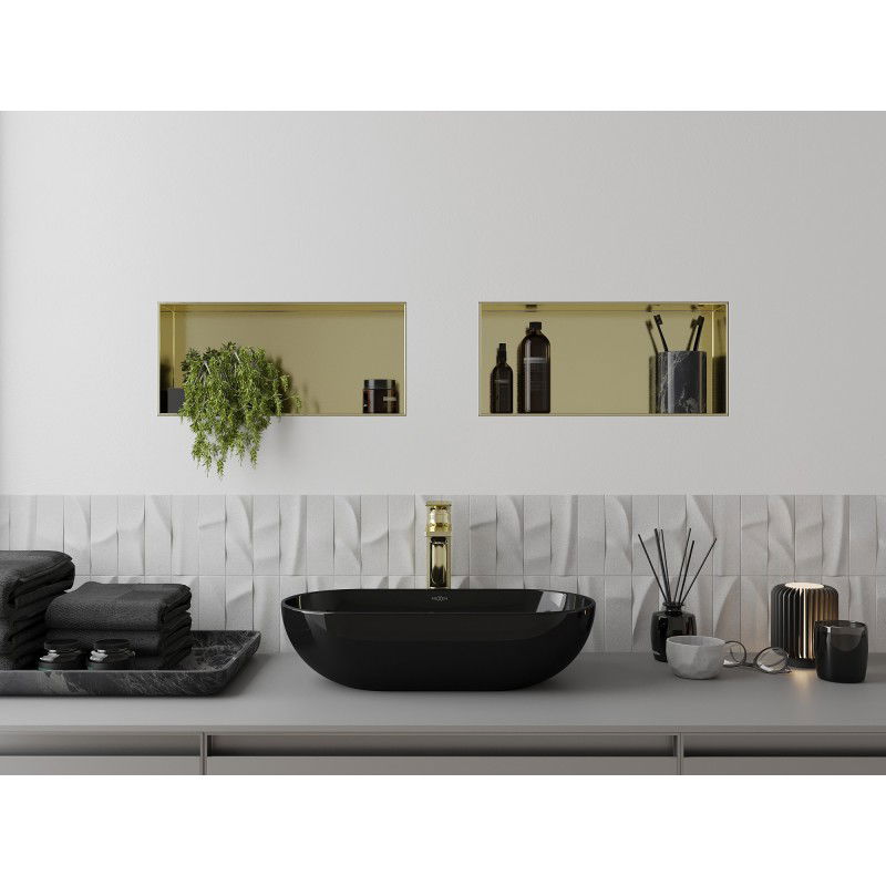 Mexen X-Wall-NR výklenková polica bez príruby 45 x 20 cm, zlatá kartáčovaná - 1951452010