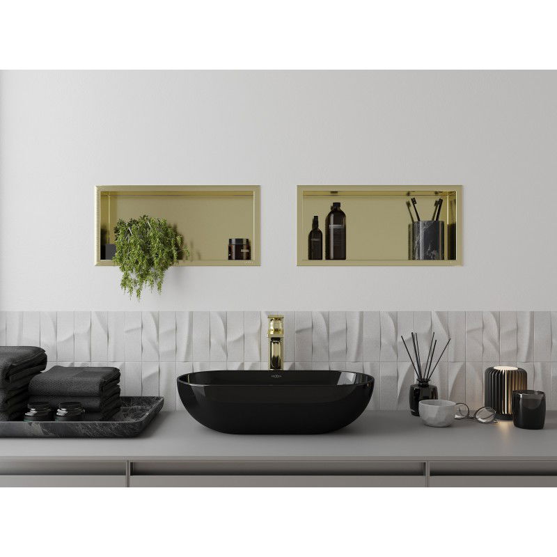 Mexen X-Wall-R výklenková polica s límcom 45 x 20 cm, zlatá brúsená - 1950452010