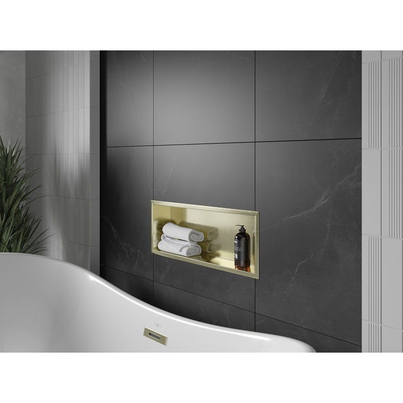 Mexen X-Wall-R výklenková polica s prírubou 60 x 20 cm, zlatá kartáčovaná - 1950602010