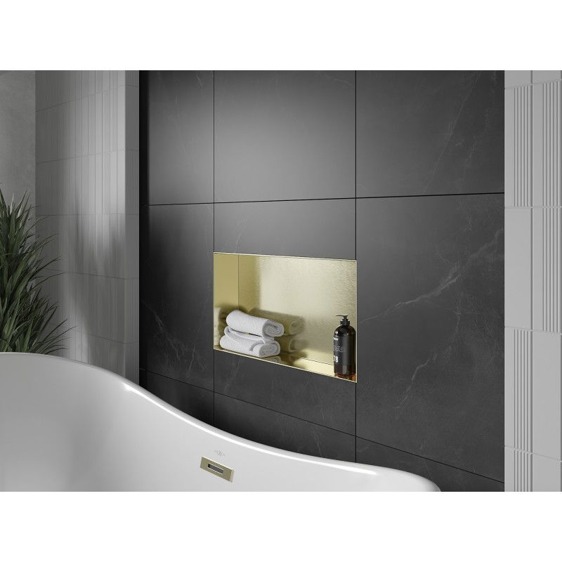 Mexen X-Wall-NR nástenná polica bez okraja 60 x 30 cm, zlatá kartáčovaná - 1951603010