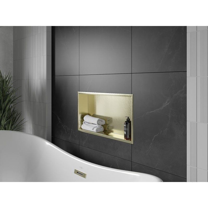 Mexen X-Wall-R výklenková polica s golierom 60 x 30 cm, zlatá kartáčovaná - 1950603010