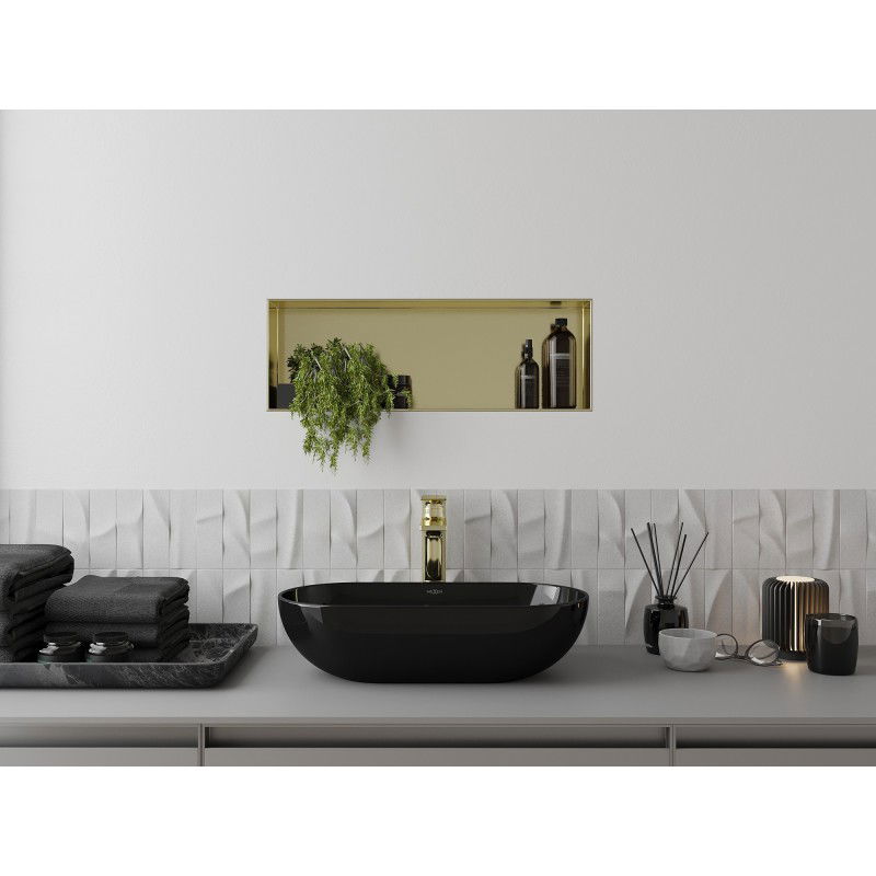 Mexen X-Wall-NR nástenná polička bez príruby 60 x 20 cm, zlatá kefovaná - 1951602010