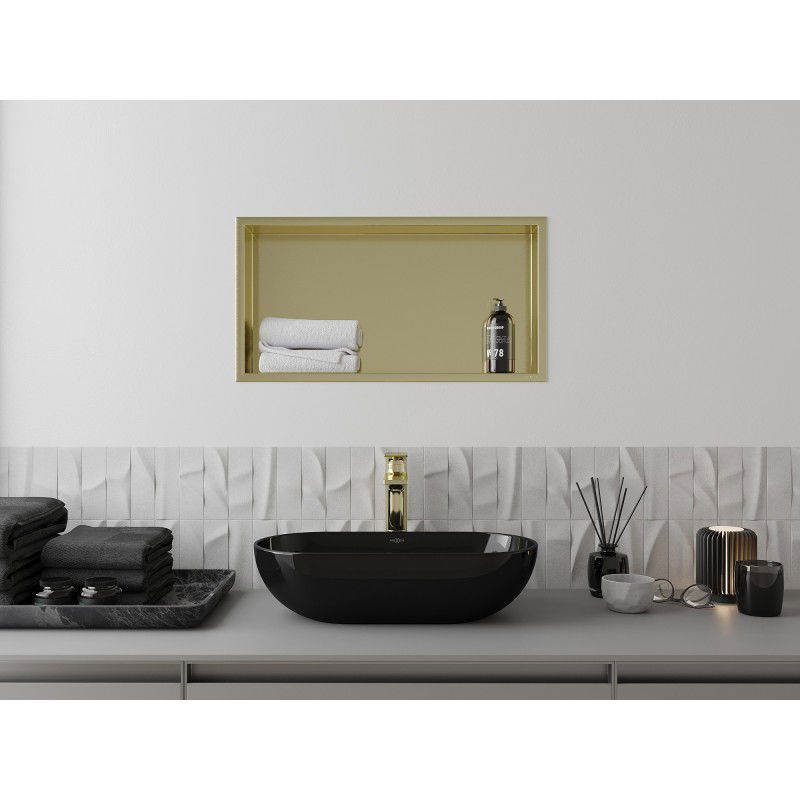 Mexen X-Wall-R výklenková polica s golierom 60 x 30 cm, zlatá kartáčovaná - 1950603010