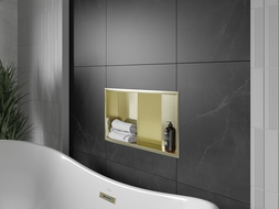 Mexen X-Wall-R výklenková polica s golierom a policou 60 x 30 cm, zlatá kartáčovaná - 1950603010S