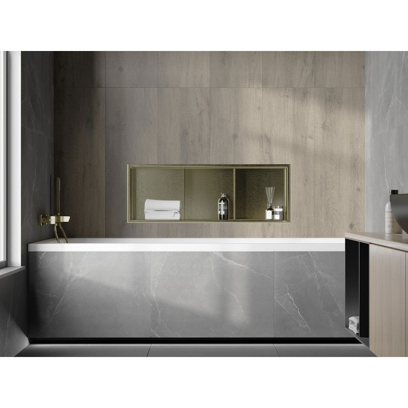 Mexen X-Wall-R výklenková polica s lemom a policou 90 x 30 cm, zlatá brúsená - 1950903010S