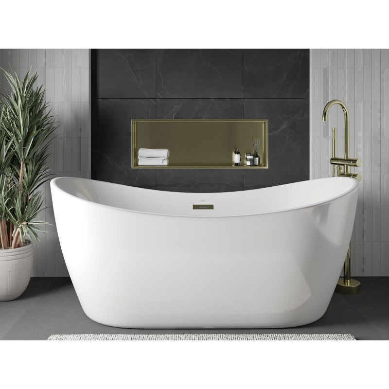 Mexen X-Wall-R výklenková polica s prírubou 90 x 30 cm, zlatá kartáčovaná - 1950903010