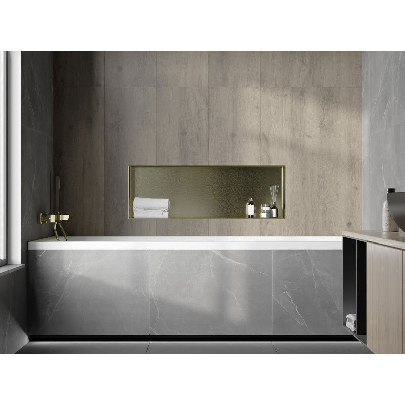 Mexen X-Wall-NR výklenková polica bez príruby 90 x 30 cm, zlatá kartáčovaná - 1951903010