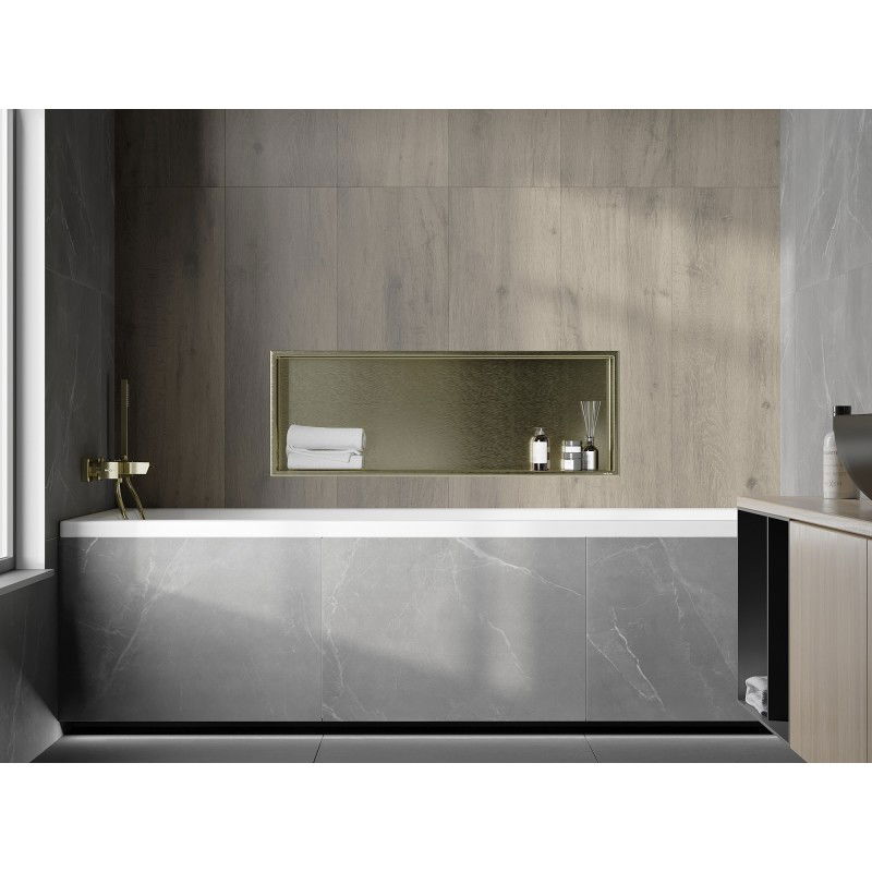 Mexen X-Wall-R výklenková polica s prírubou 90 x 30 cm, zlatá kartáčovaná - 1950903010