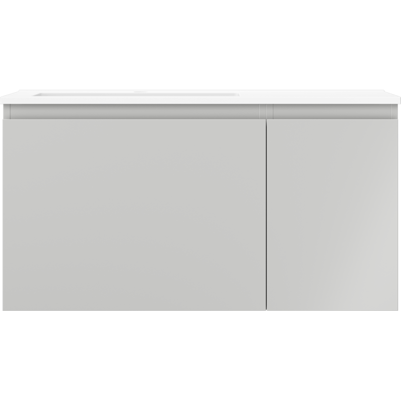 Mexen Orio kúpeľňová skrinka 90 cm s umývadlom Otis ľavým, 1S, 1D, sivá matná/biela matná - 91A13-09047-3-BBFF62-W18L01