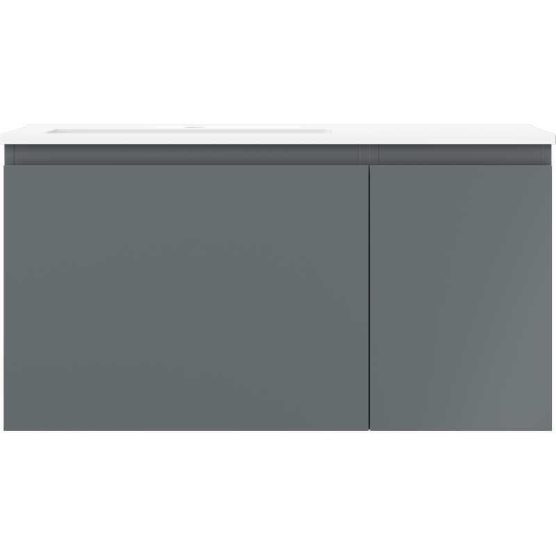 Mexen Orio kúpeľňová skrinka 90 cm s umývadlom Otis ľavým, 1S, 1D, grafit mat/biela mat - 91A13-09047-3-BBFF66-W18L01