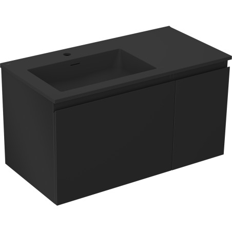 Mexen Orio skrinka do kúpeľne 90 cm s umývadlom Otis ľavá, 1S, 1D, čierna matná - 91A13-09047-3-BBFF71-W18L71