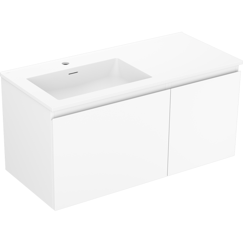 Mexen Orio kúpeľňová skrinka 100 cm s umývadlom Otis ľavá, 1S, 1D, biela mat - 91A13-10047-3-BBFF01-W18L01