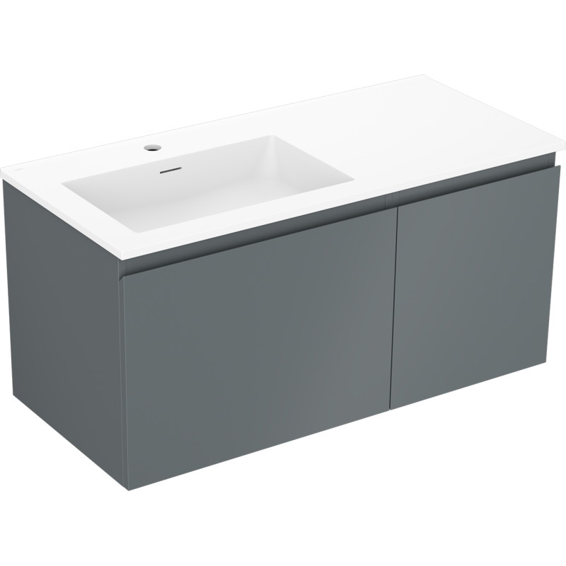 Mexen Orio kúpeľňová skrinka 100 cm s umývadlom Otis ľavou, 1S, 1D, grafit mat/biela mat - 91A13-10047-3-BBFF66-W18L01